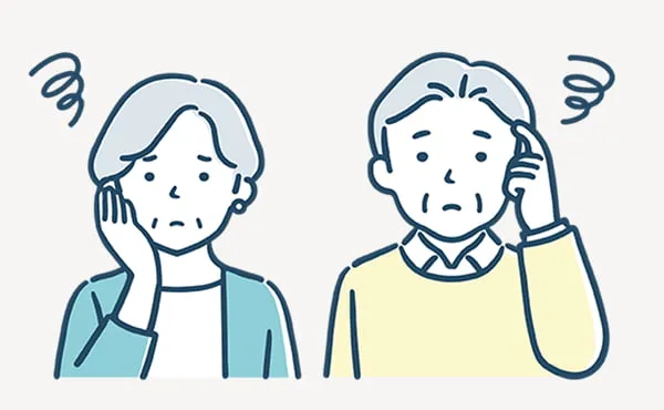 不安そうな高齢夫婦のイラスト