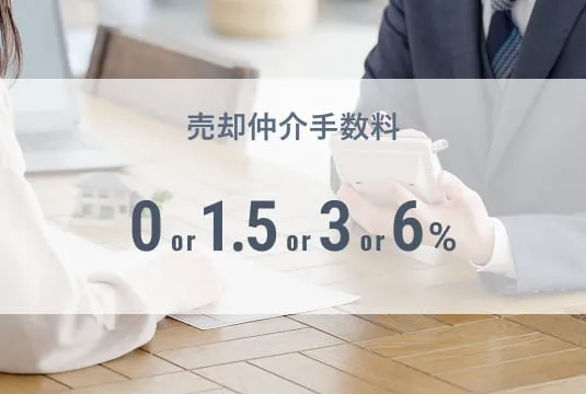 売却仲介手数料は0%・1.5%・3%・6%と、ニーズに合わせて幅広く対応しています。